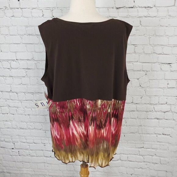 CAPACINO Brown Empire Surplice Tank Top plus 3X - Picture 4 of 6